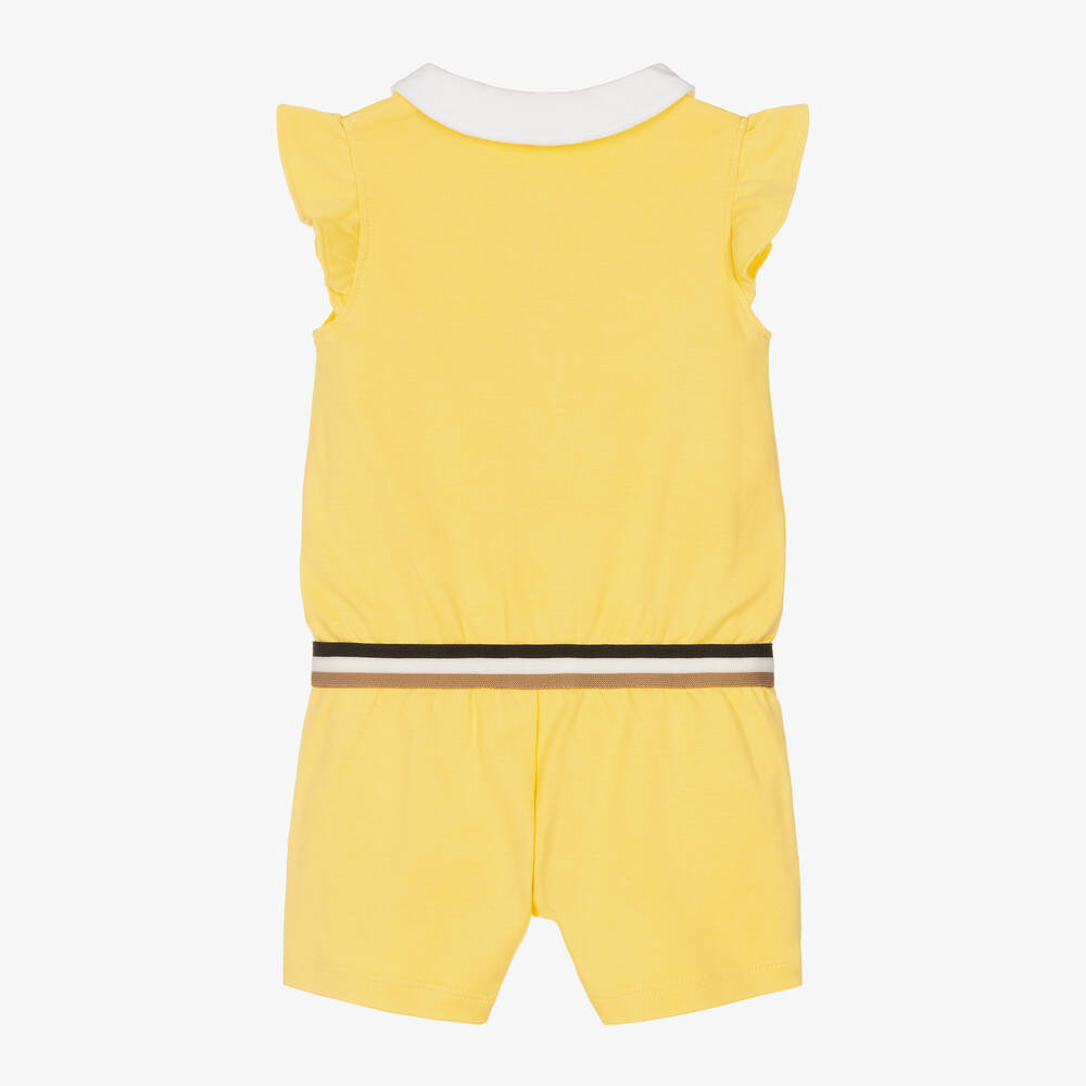 BOSS-Baby Girls Yellow Cotton Logo Shortie | Childrensalon Outlet
