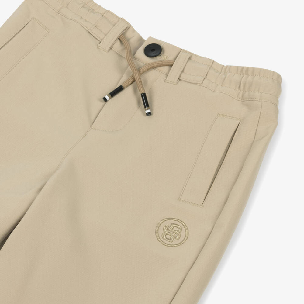 BOSS-Beige Boys Casual Stretch Trousers | Childrensalon Outlet