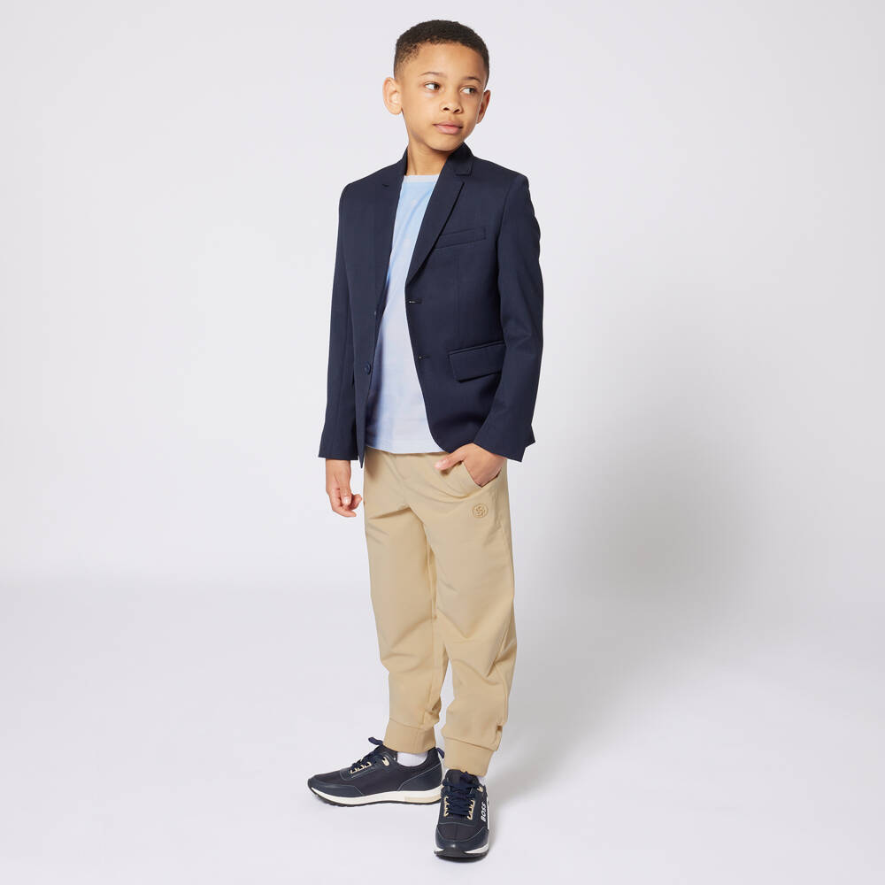BOSS-Beige Boys Casual Stretch Trousers | Childrensalon Outlet