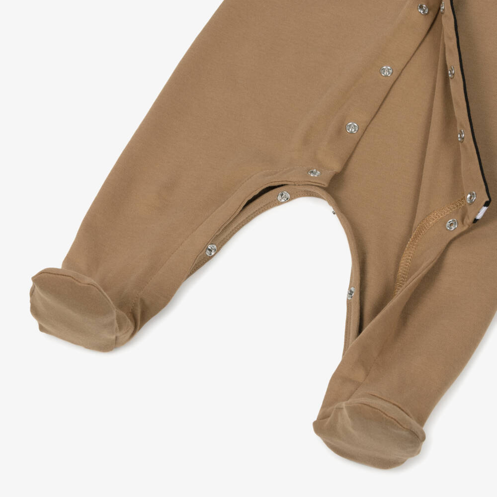 BOSS-Beige Boys Collared Cotton Onesie | Childrensalon Outlet