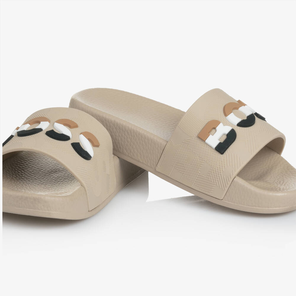 BOSS-Beige Boys Poolside Sandals | Childrensalon Outlet