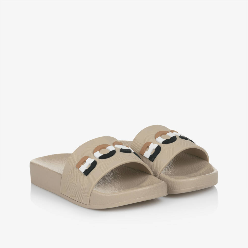 BOSS-Beige Boys Poolside Sandals | Childrensalon Outlet