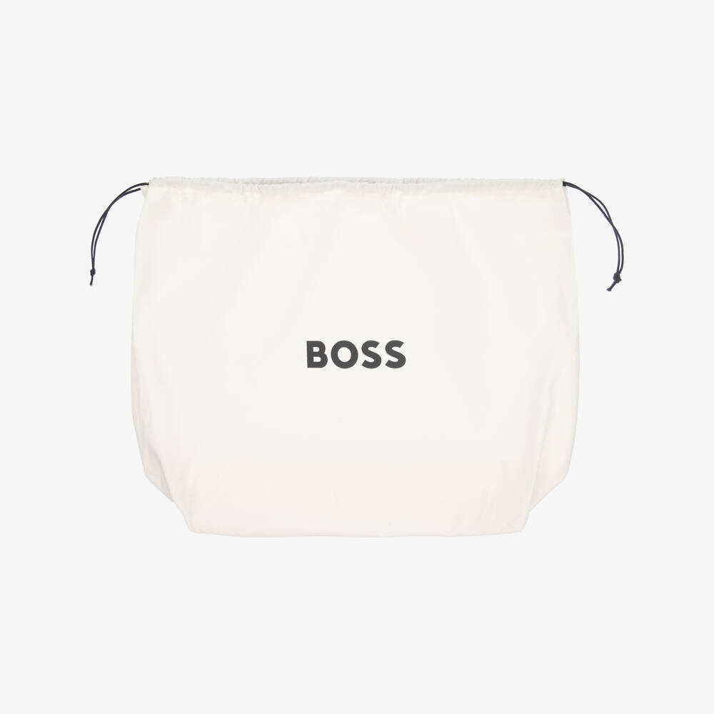 BOSS-Beige Changing Bag With Bold Black Logo (32cm) | Childrensalon Outlet