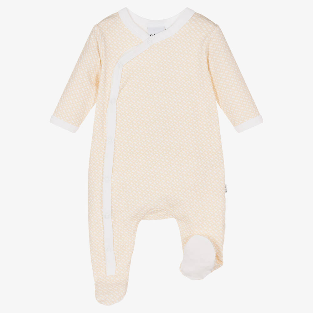 BOSS-Beige Cotton Babysuit Set | Childrensalon Outlet