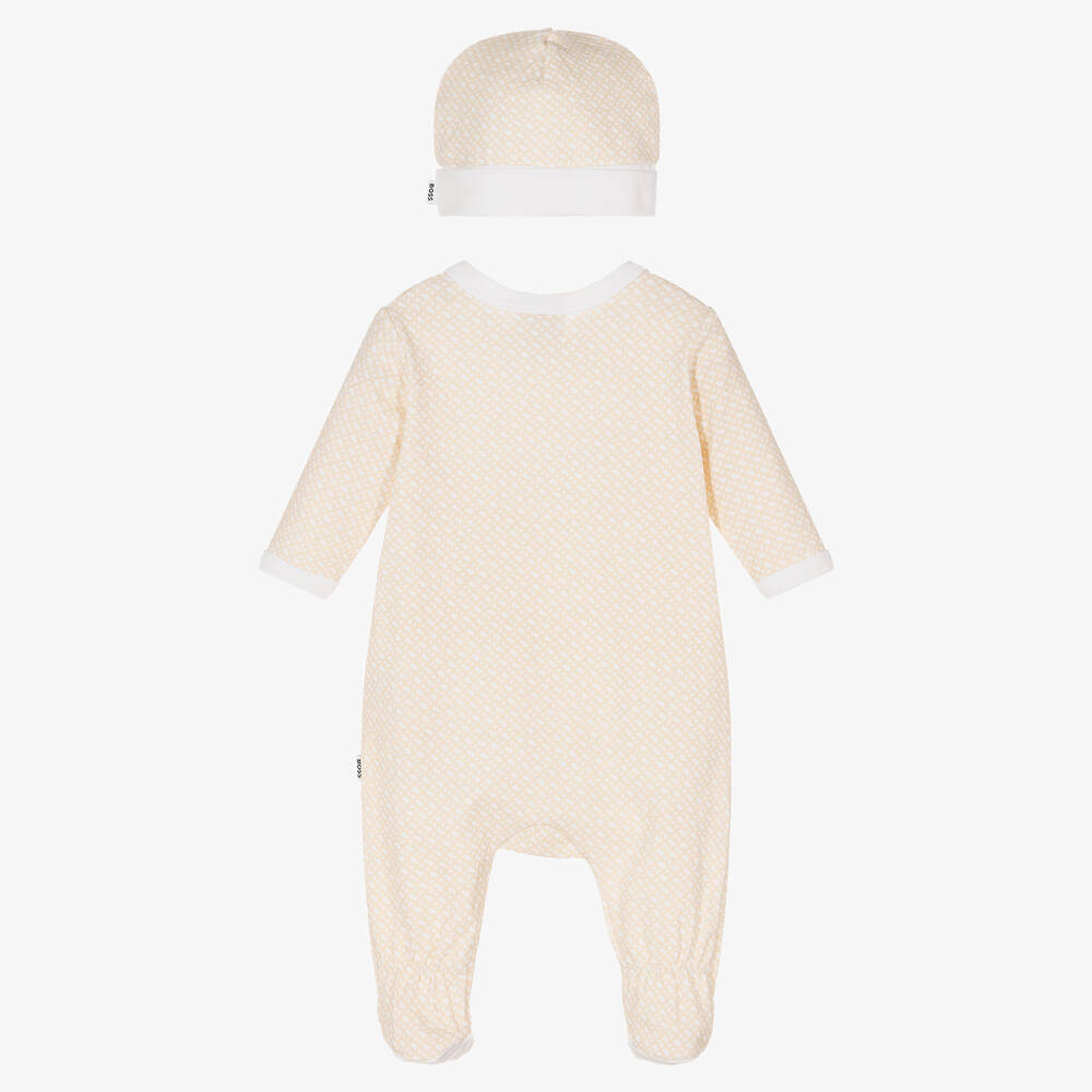 BOSS-Beige Cotton Babysuit Set | Childrensalon Outlet