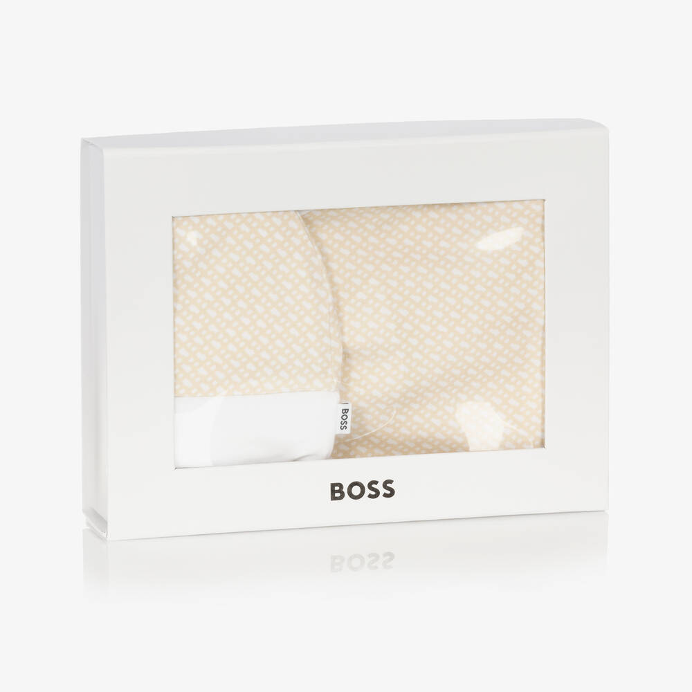 BOSS-Beige Cotton Babysuit Set | Childrensalon Outlet