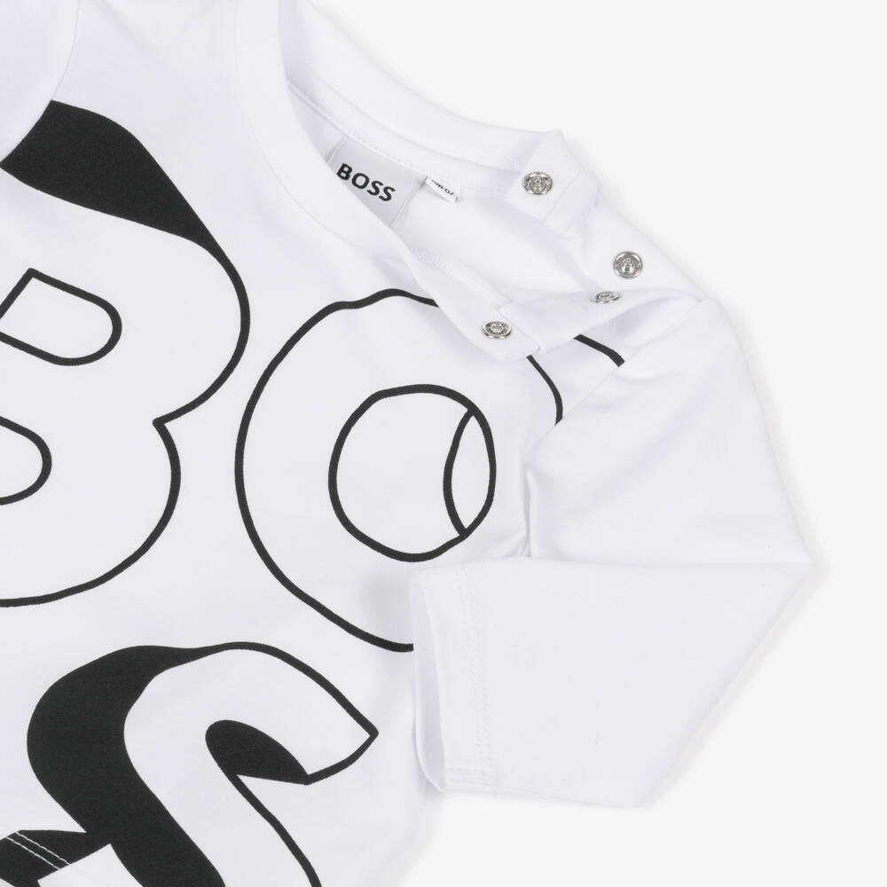 BOSS-Baby Boys Beige Marl Cotton Tracksuit Set | Childrensalon Outlet