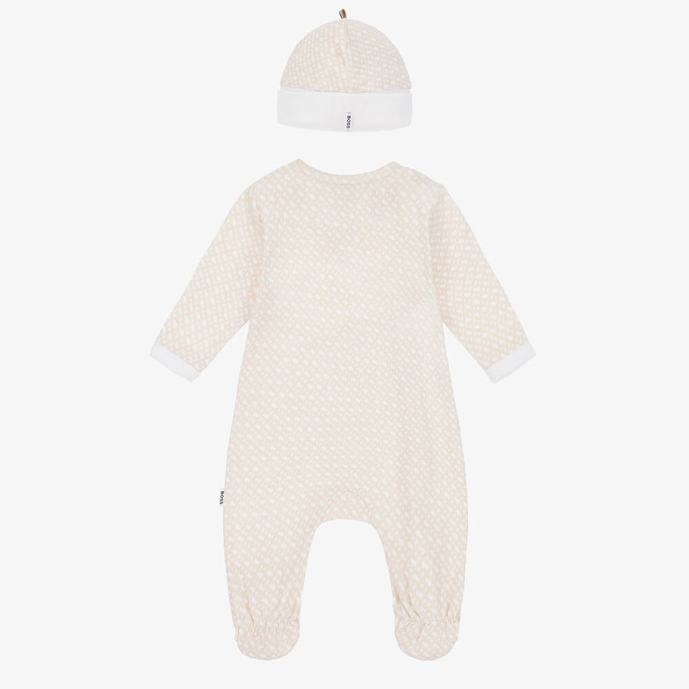 BOSS-Бежевый комбинезон и шапочка | Childrensalon Outlet