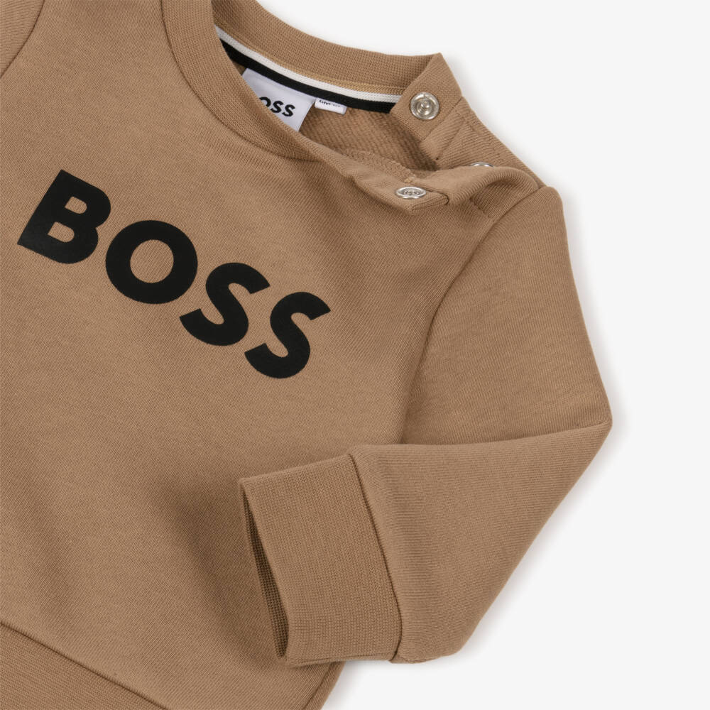 BOSS-Beige Logo Sweatshirt | Childrensalon Outlet