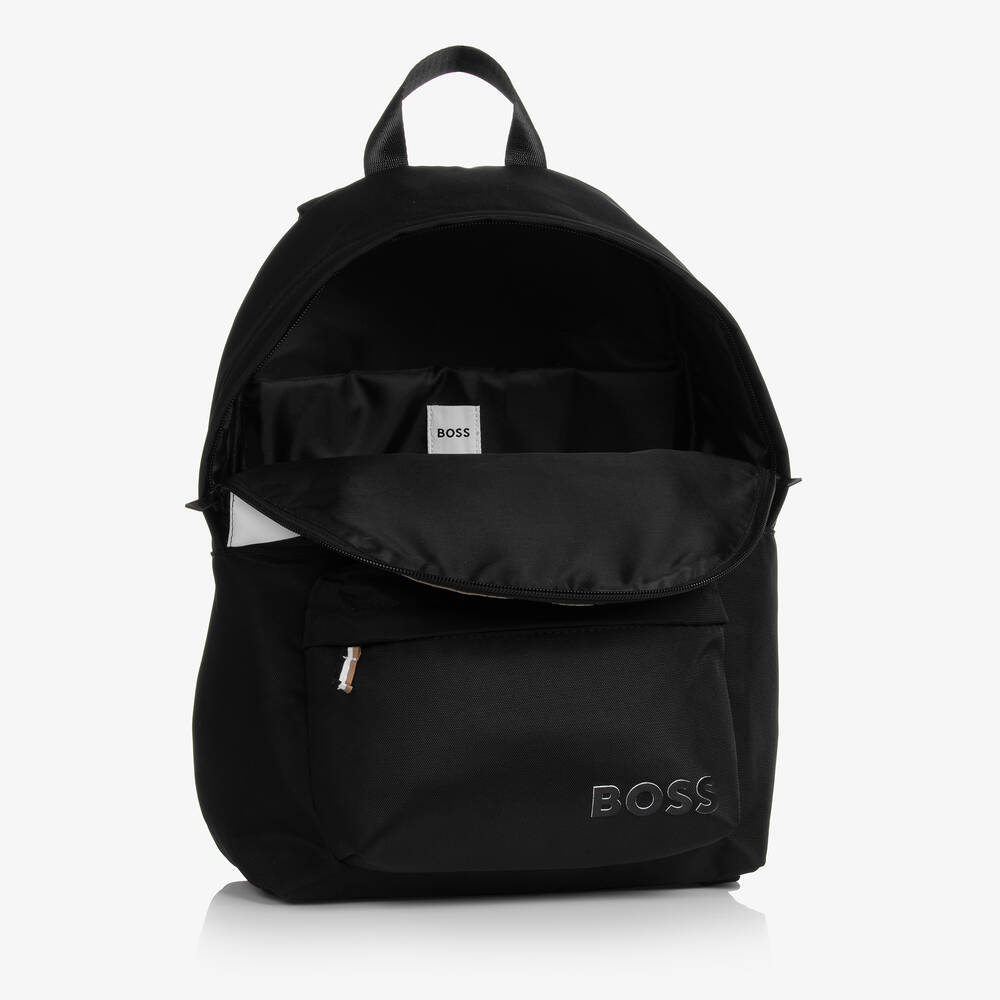 بوس-حقيبة ظهر كانفاس مقلم لون أسود وبيج للأطفال (36 سم) | Childrensalon Outlet