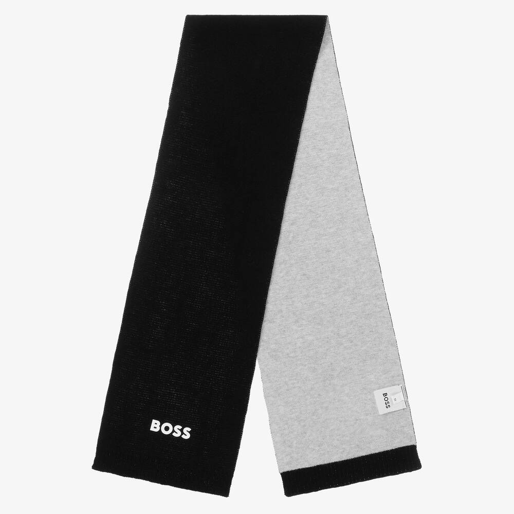 BOSS-Black Cotton Logo Scarf | Childrensalon Outlet