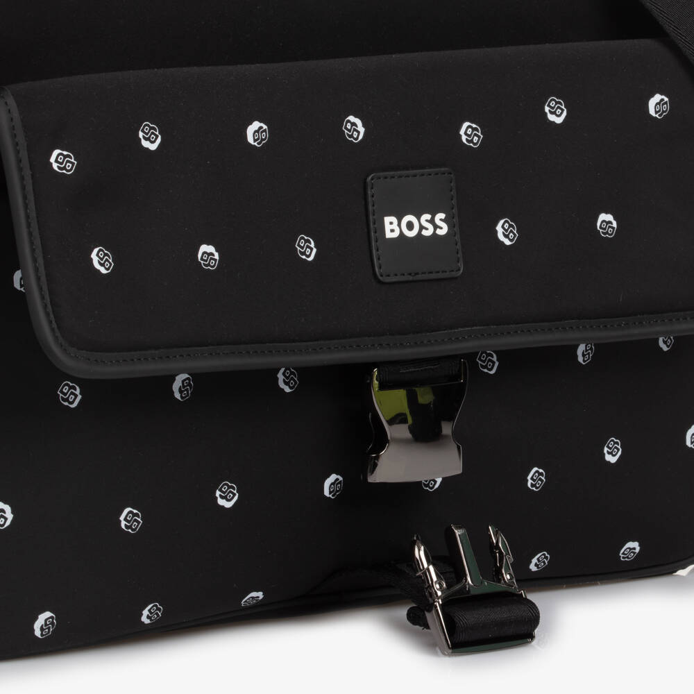 BOSS-Black Double B Monogram Logo Print Changing Bag (38cm) | Childrensalon Outlet