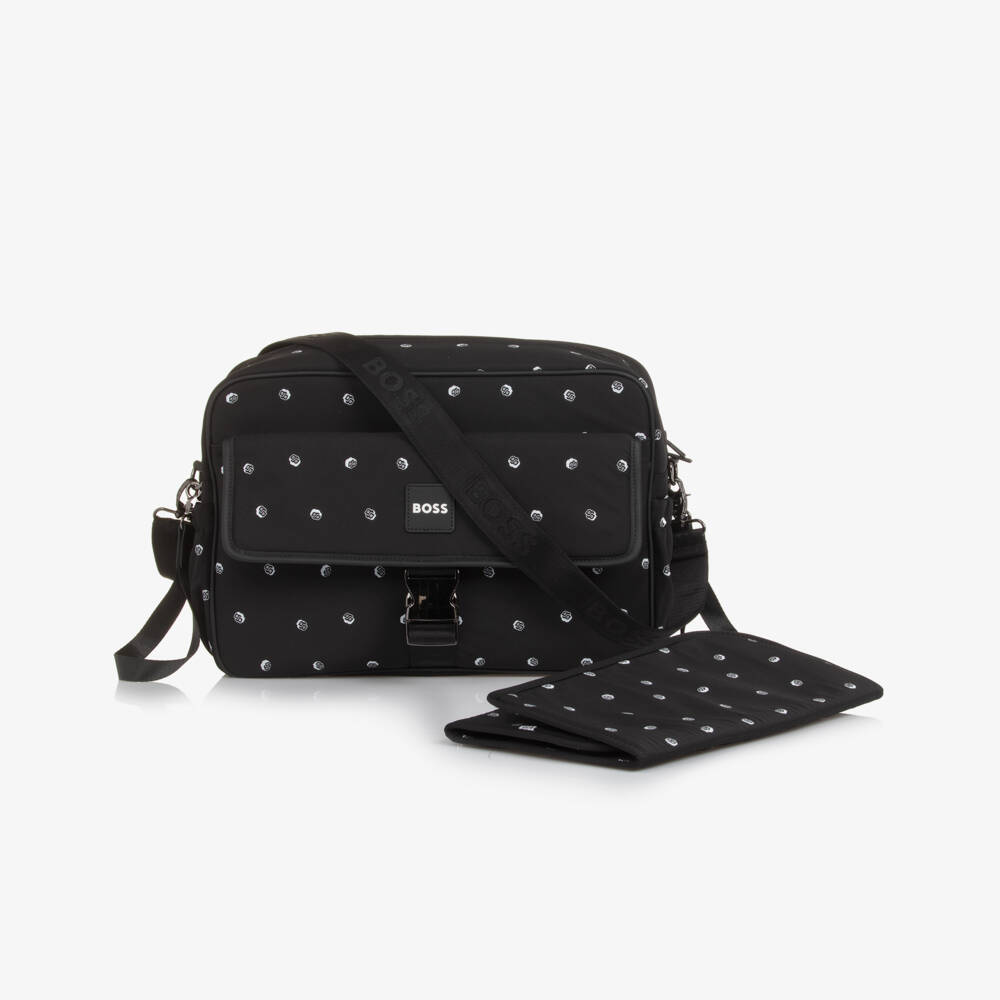 BOSS-Black Double B Monogram Logo Print Changing Bag (38cm) | Childrensalon Outlet