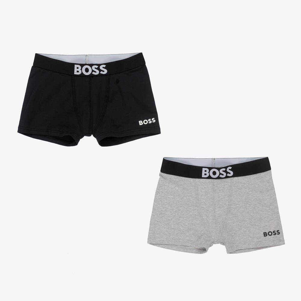 BOSS - Black & Grey Boxers (2 Pack) | Childrensalon