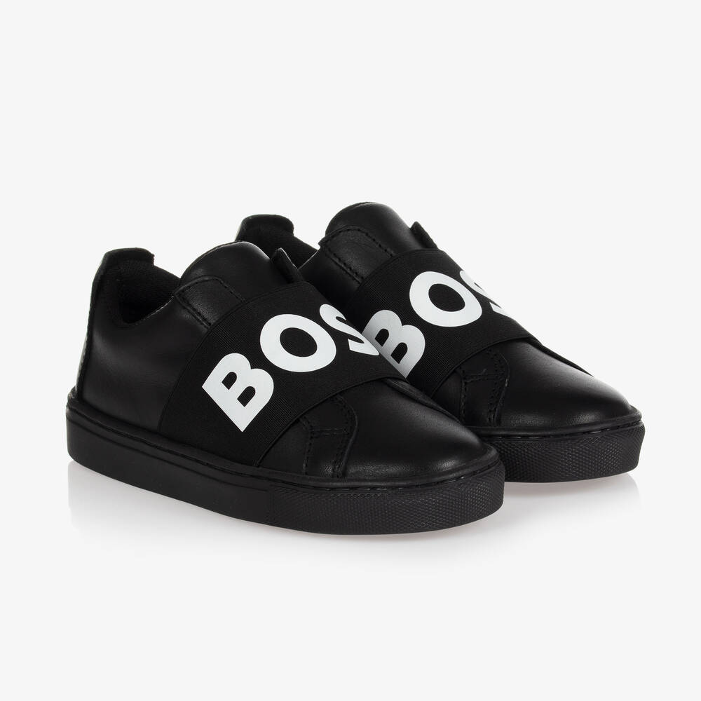BOSS - Черные кожаные кроссовки | Childrensalon
