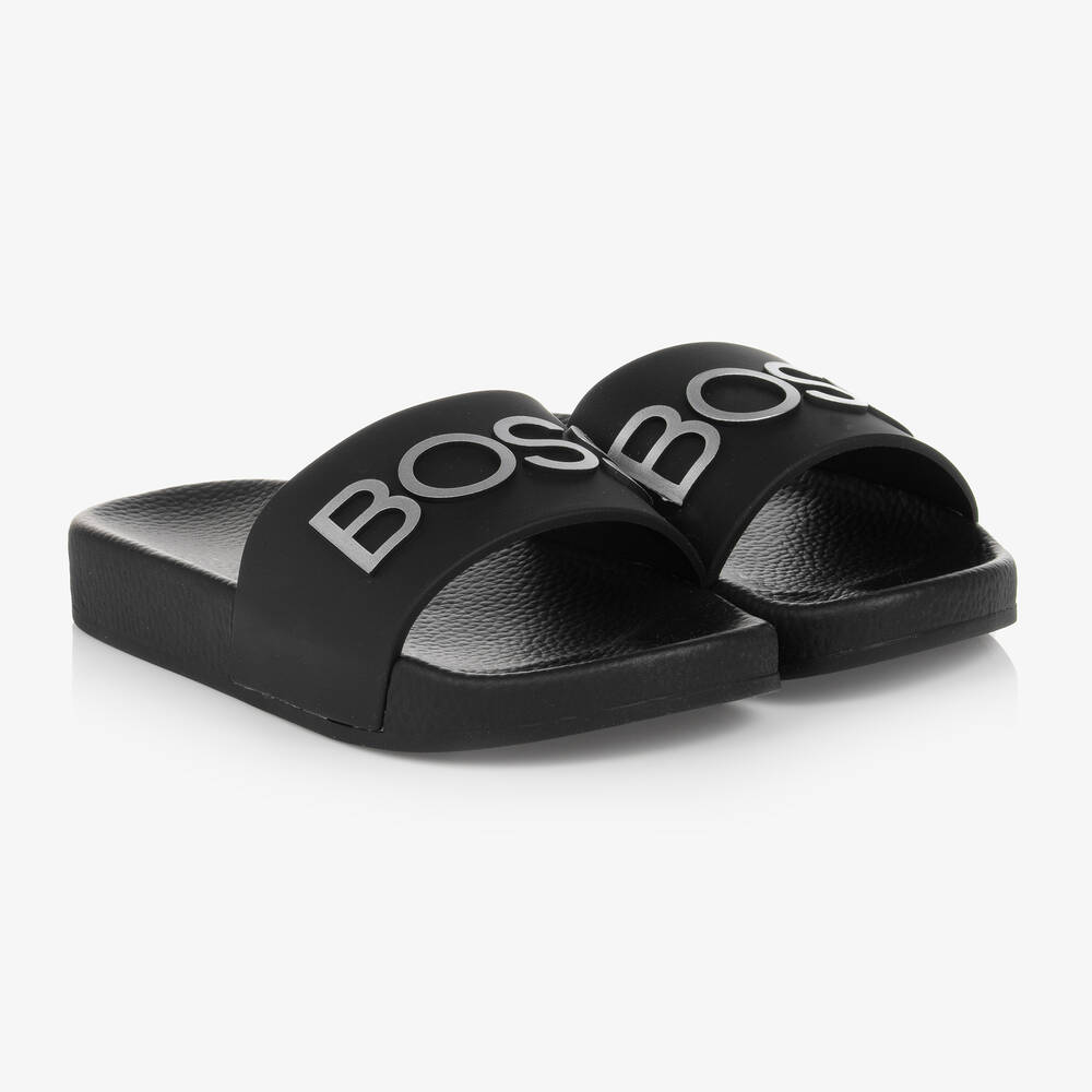 BOSS - Black Logo Sliders | Childrensalon
