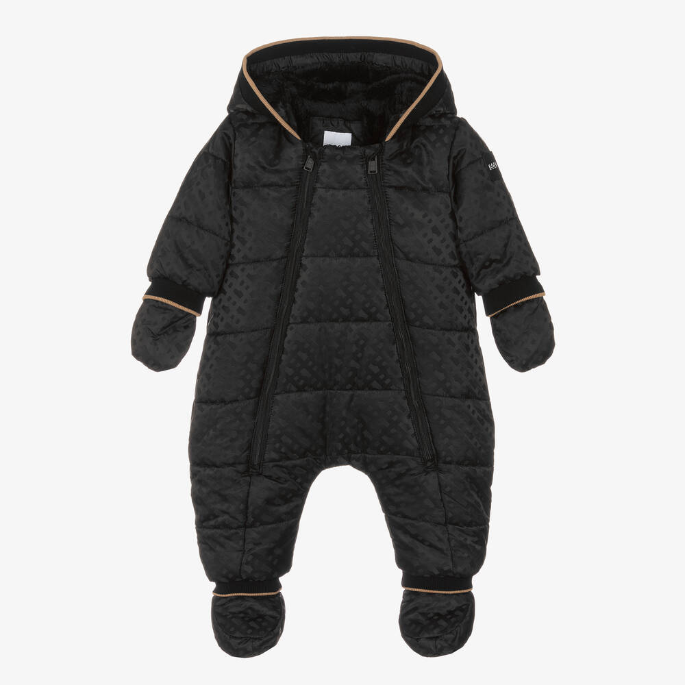 BOSS - Black Monogram Baby Snowsuit | Childrensalon