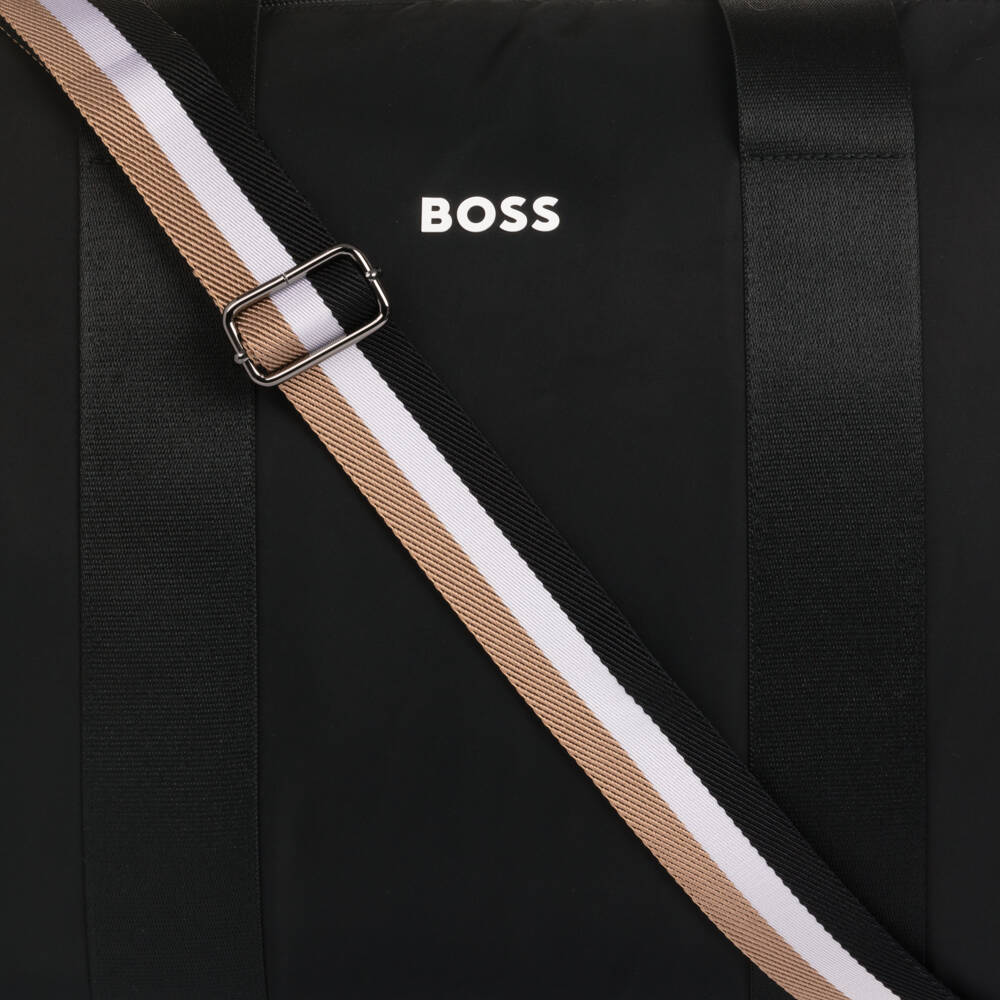 BOSS-Black Overnight Changing Bag with Logo Strap (38cm) | Childrensalon Outlet