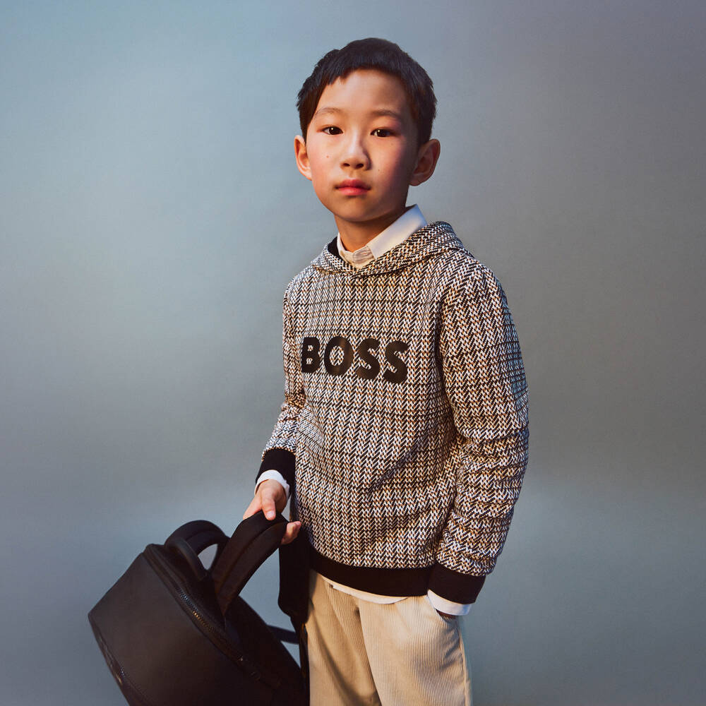BOSS-Black Pattern Hoodie | Childrensalon Outlet