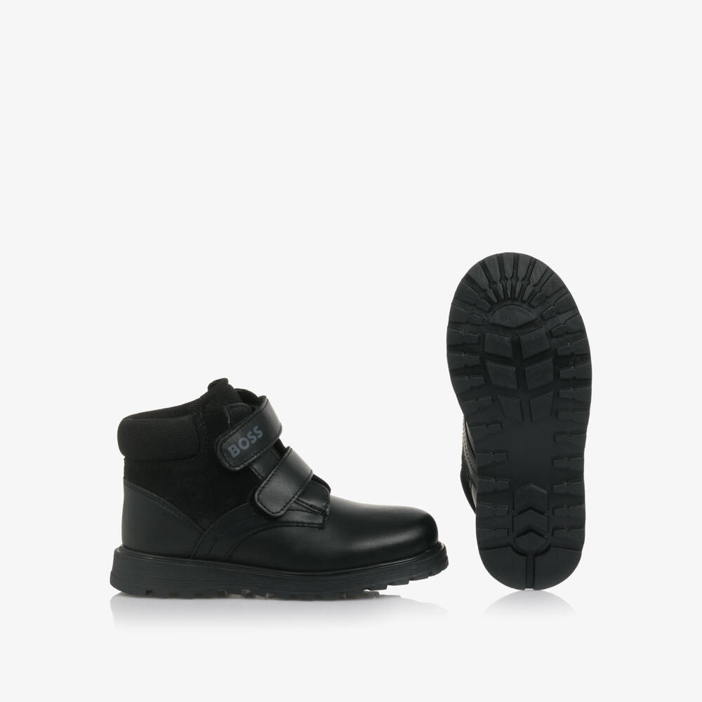 BOSS-Black Velcro Boots | Childrensalon Outlet