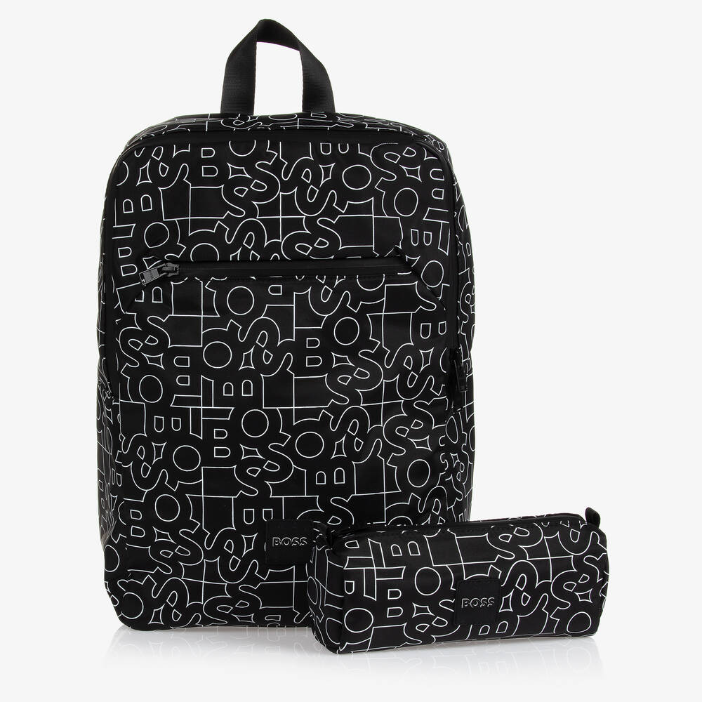 BOSS - Black & White Backpack (37cm) | Childrensalon