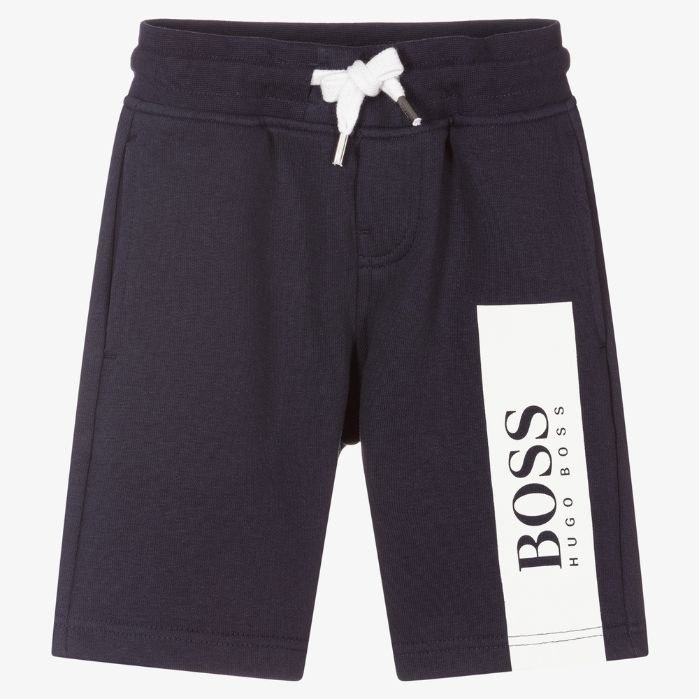 BOSS - Blue Cotton Jersey Shorts | Childrensalon