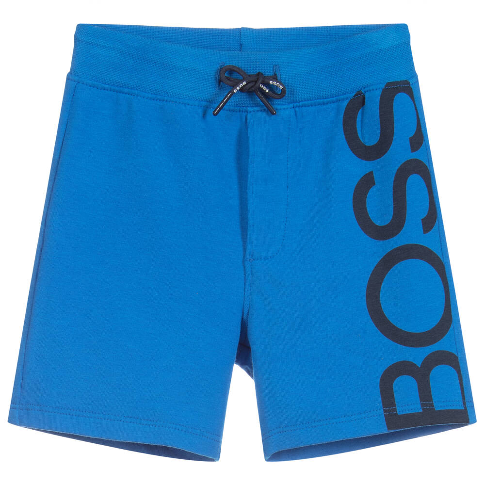 BOSS- Blue Cotton Logo Baby Shorts | Childrensalon Outlet