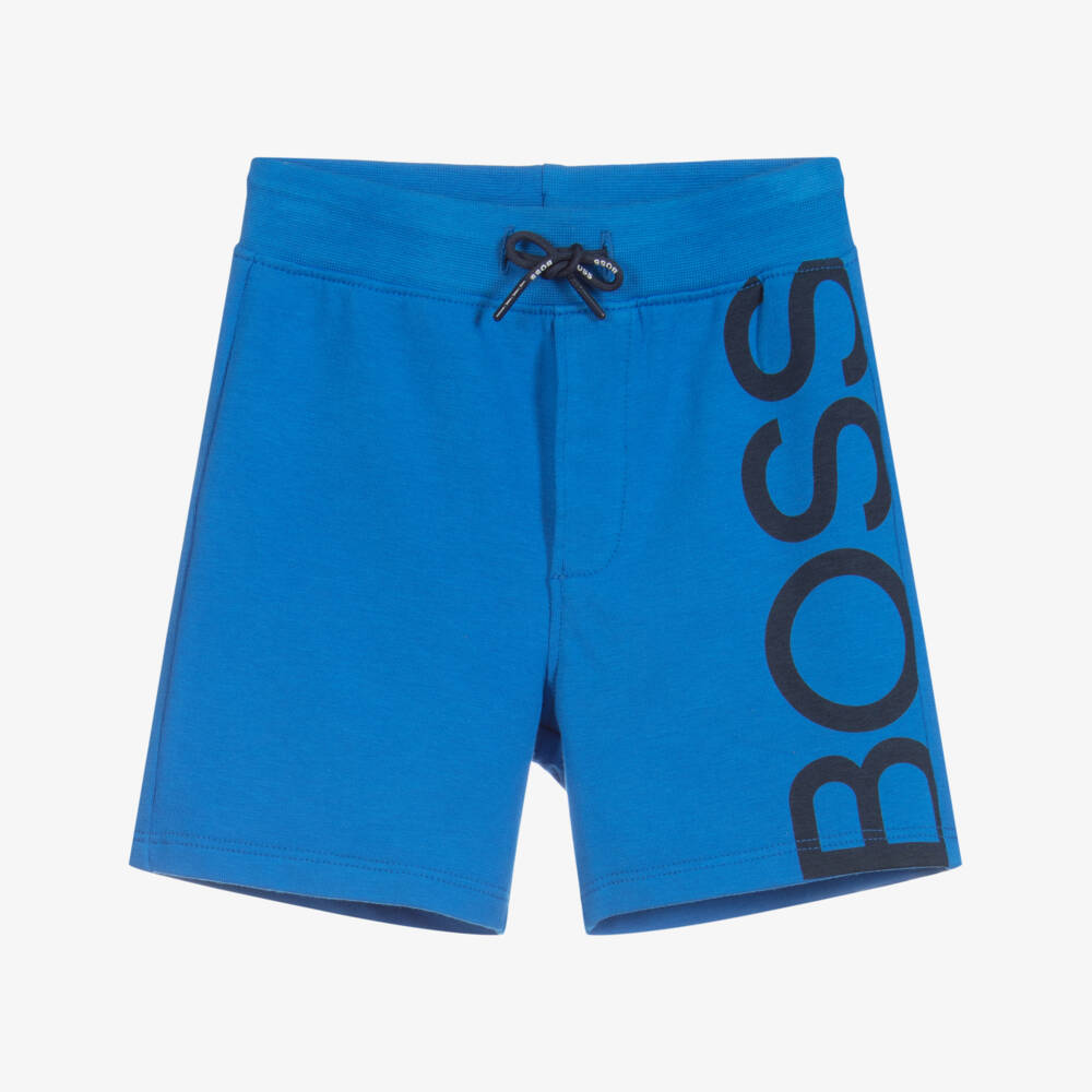 BOSS- Blue Cotton Logo Baby Shorts | Childrensalon Outlet
