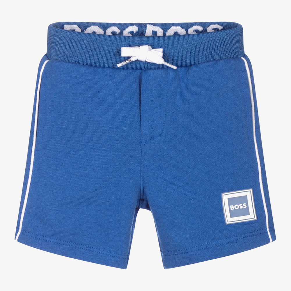 BOSS - Blue Cotton Logo Baby Shorts | Childrensalon