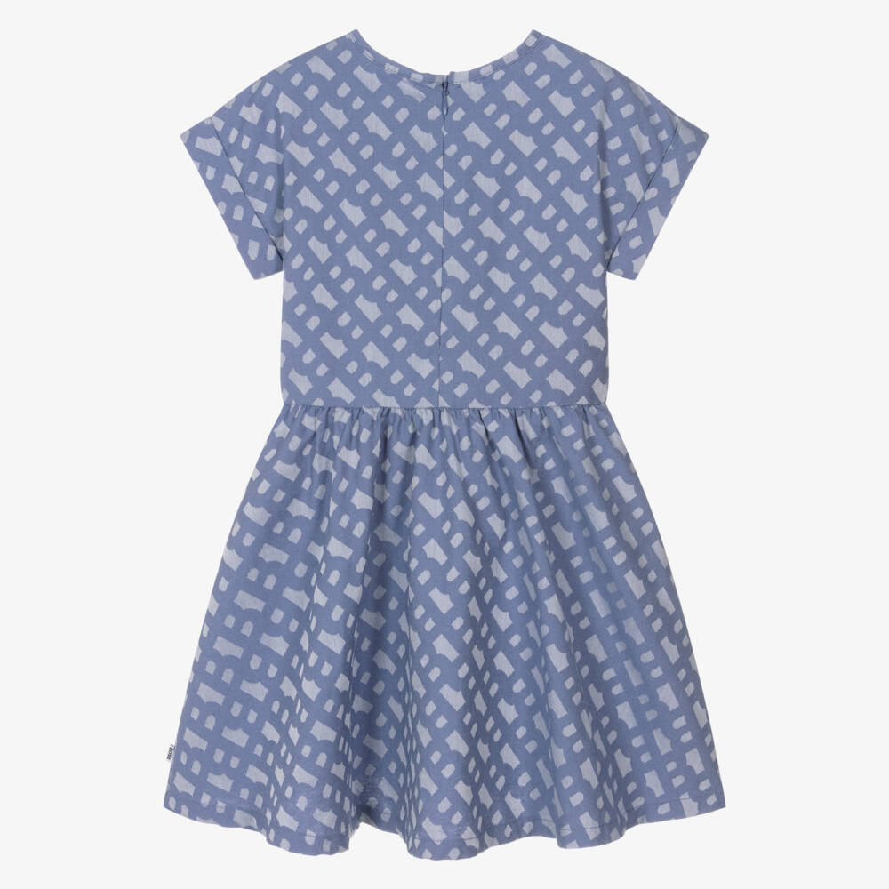 BOSS-Blue Girls Monogram Jacquard Dress | Childrensalon Outlet