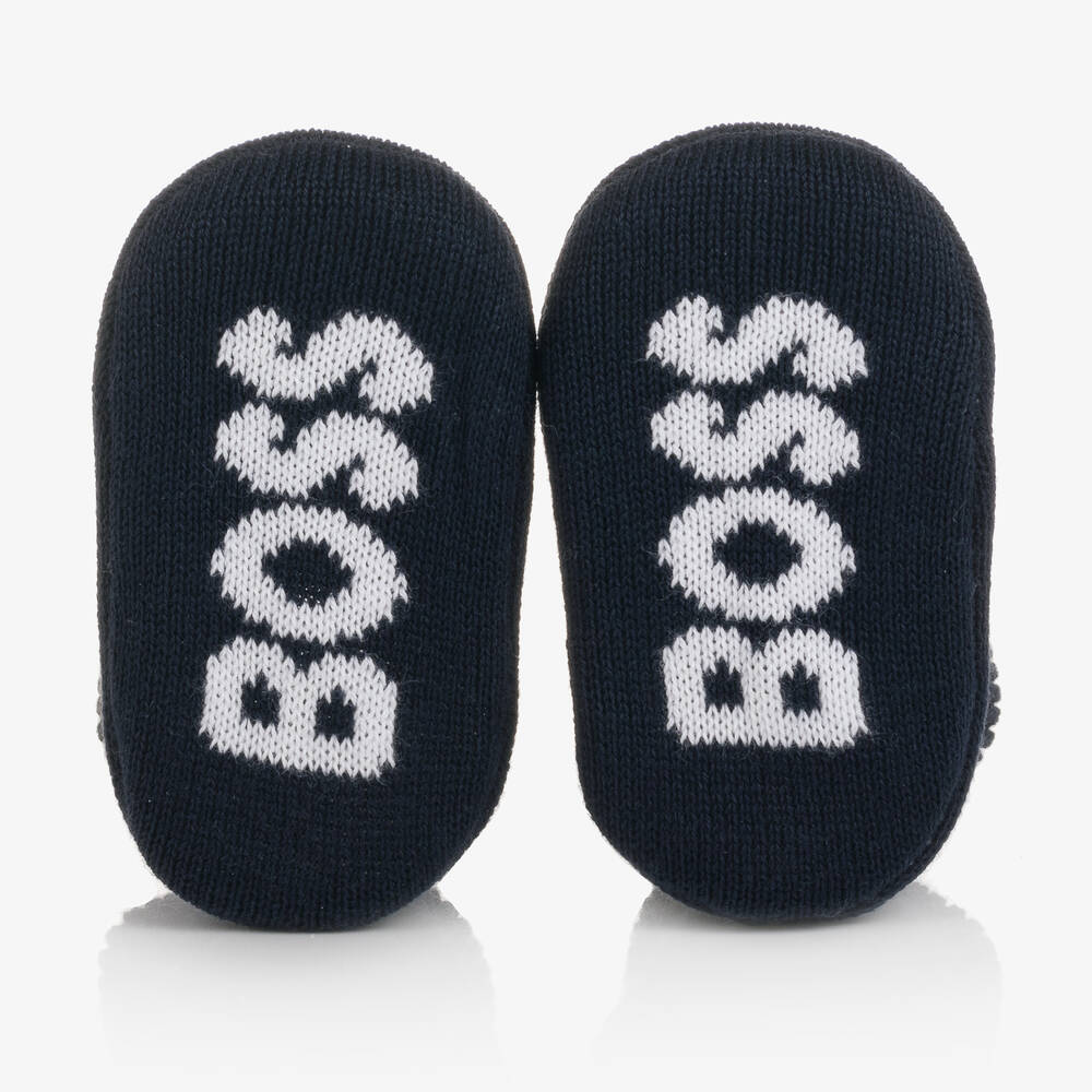 BOSS-Синий подарочный комплект из шапочки и пинеток | Childrensalon Outlet