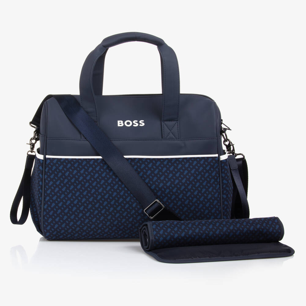 BOSS - Blue Monogram Changing Bag (39cm) | Childrensalon