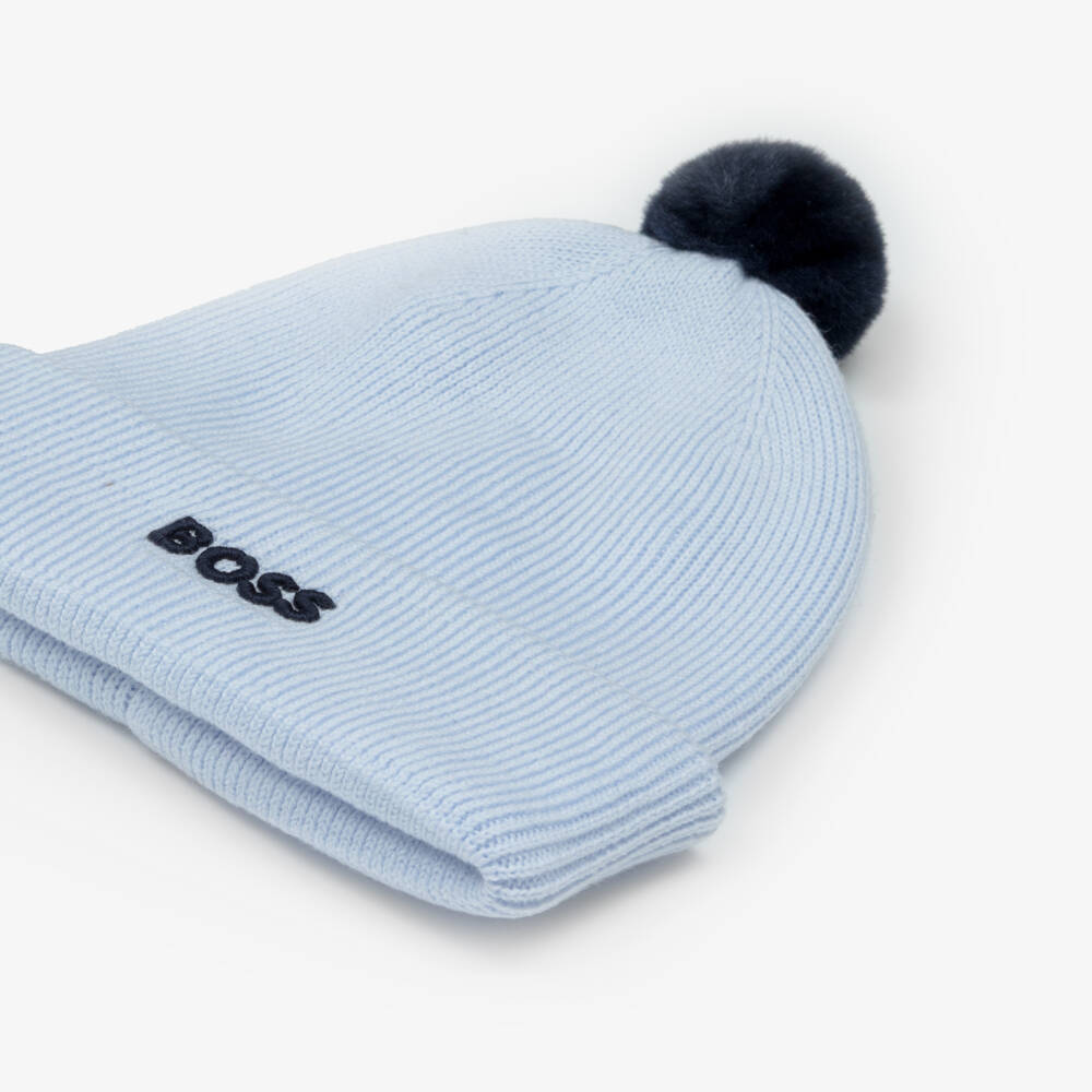 BOSS-Blue Pom Pom Hat | Childrensalon Outlet