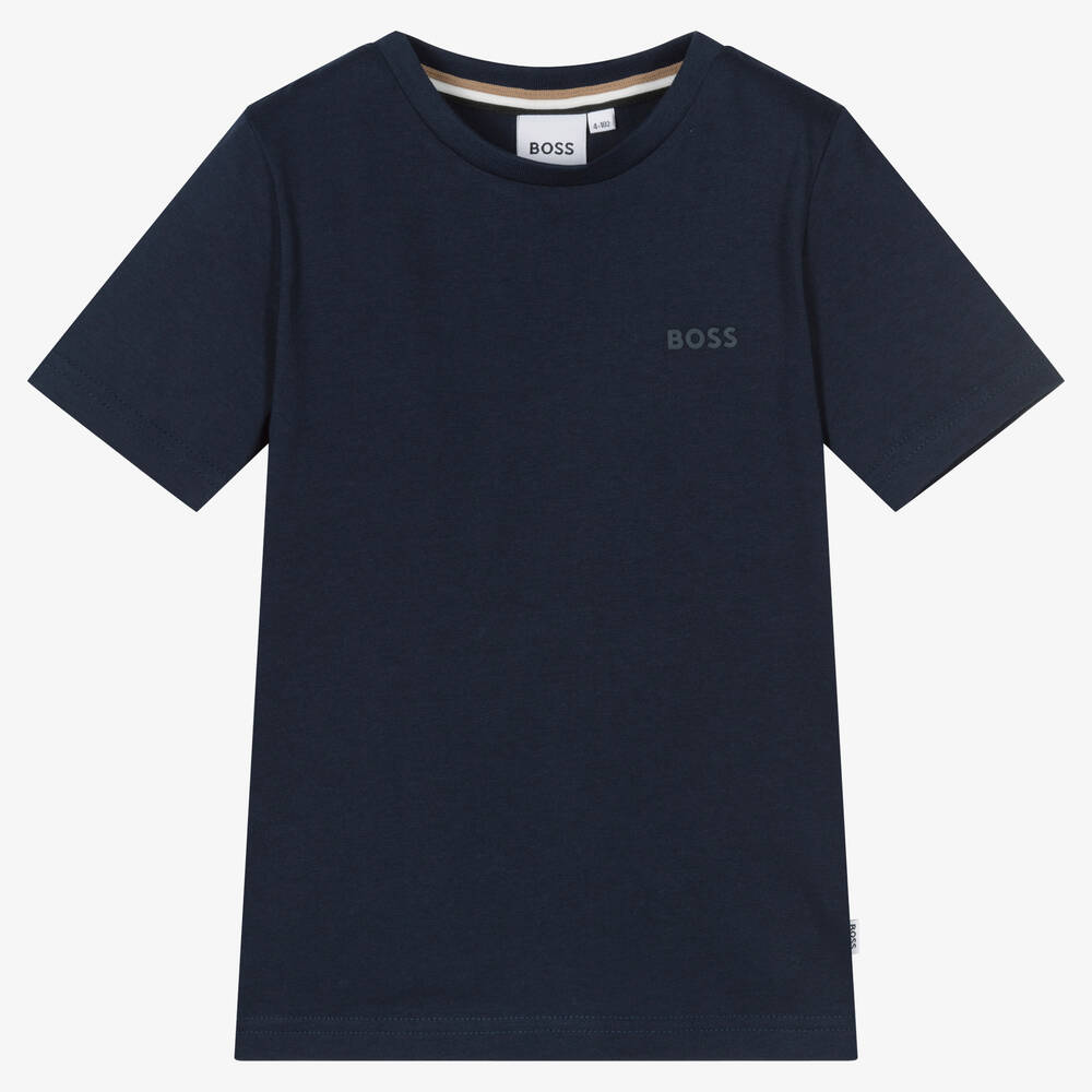 BOSS - Синяя зауженная футболка | Childrensalon