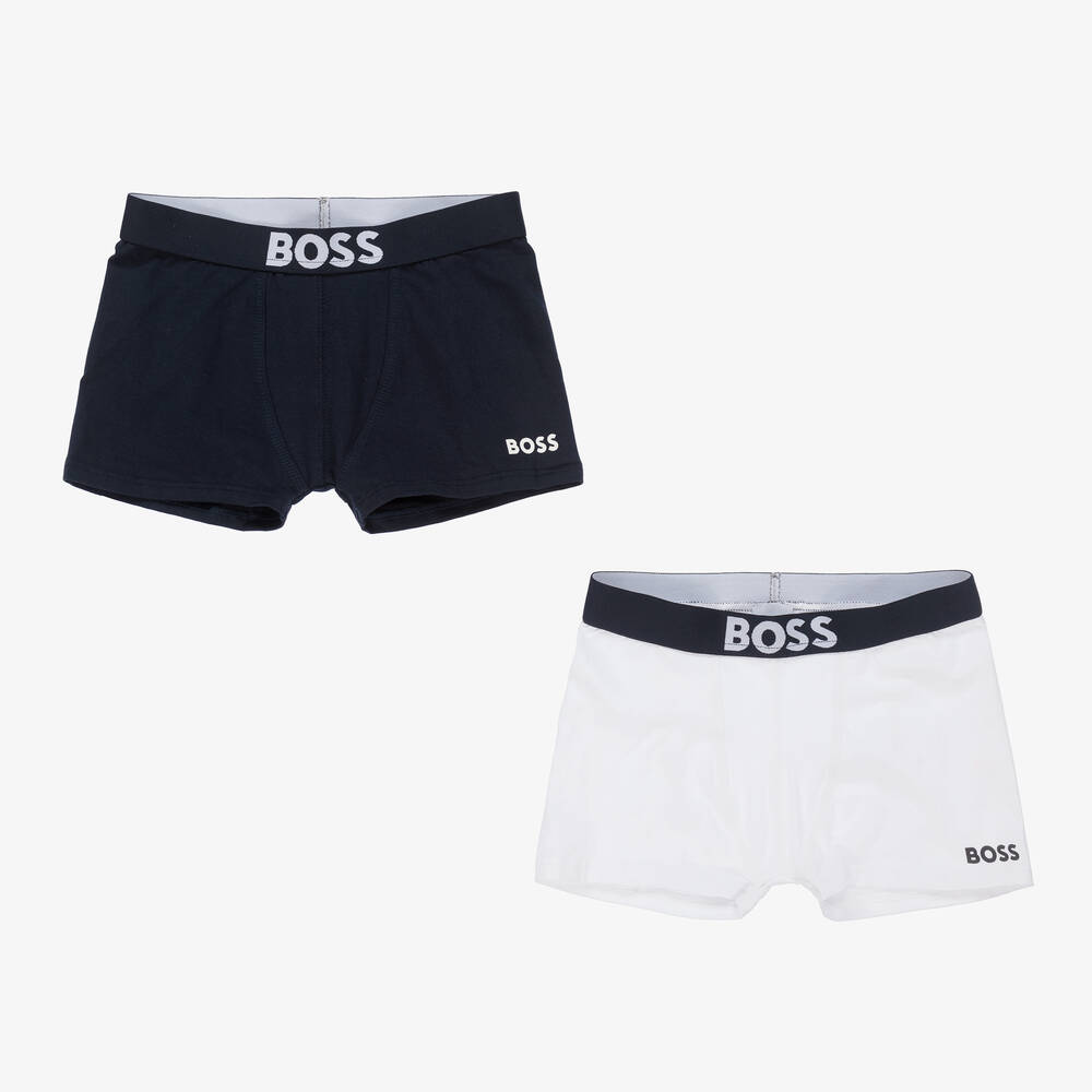 BOSS - Boxers bleus et blancs (x 2) | Childrensalon