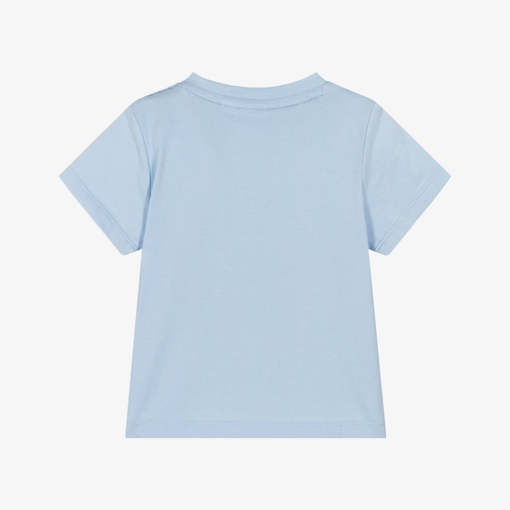 BOSS-Мягкая хлопковая футболка лазурного цвета для мальчиков | Childrensalon Outlet