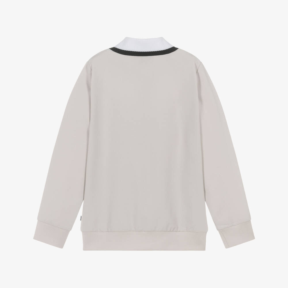 BOSS-Boys Beige and White Zip-Up Top | Childrensalon Outlet