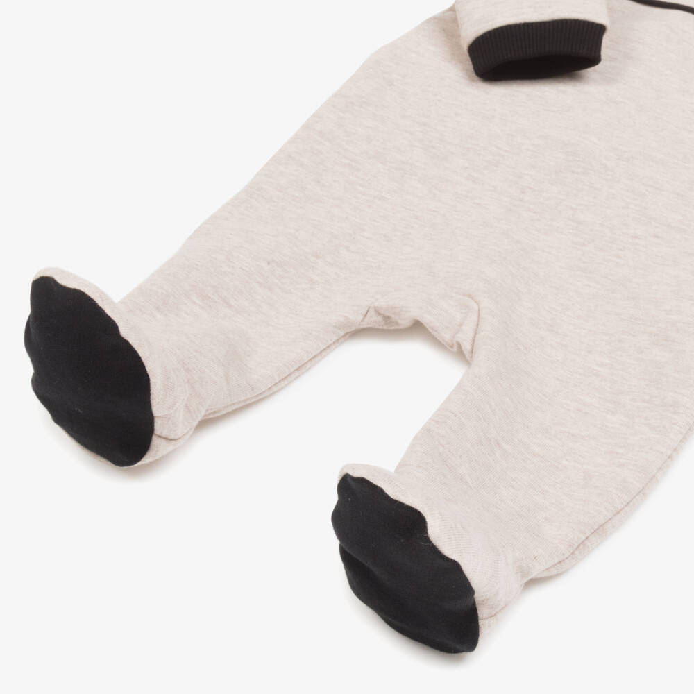 BOSS-Boys Beige & Black Cotton Babysuit Set | Childrensalon Outlet