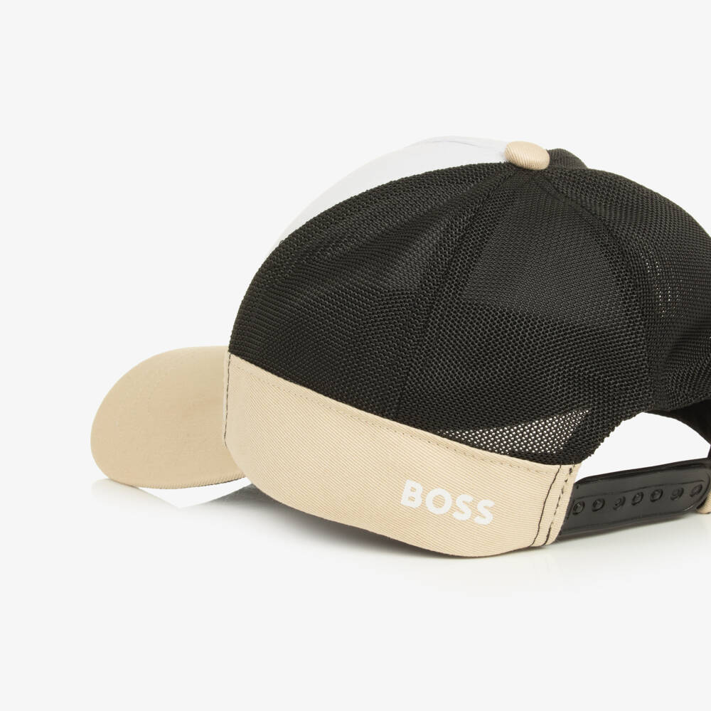 BOSS-Boys Beige & Black Mesh Snapback | Childrensalon Outlet