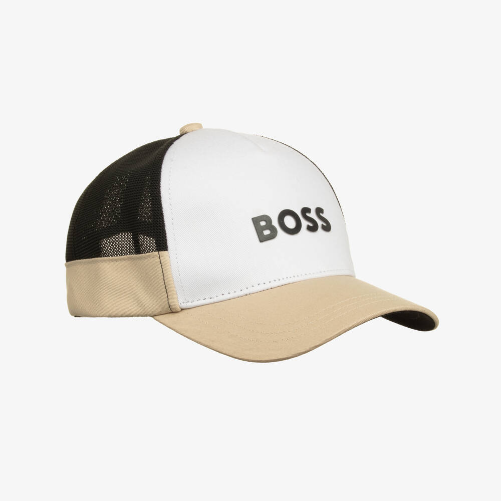 BOSS-Boys Beige & Black Mesh Snapback | Childrensalon Outlet