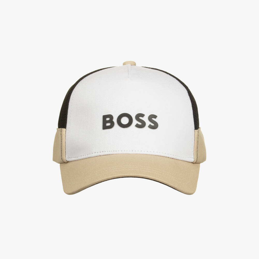 BOSS-Boys Beige & Black Mesh Snapback | Childrensalon Outlet