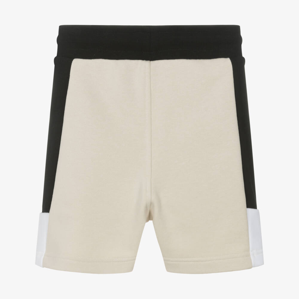 BOSS-Boys Beige Blocked Jersey Shorts | Childrensalon Outlet