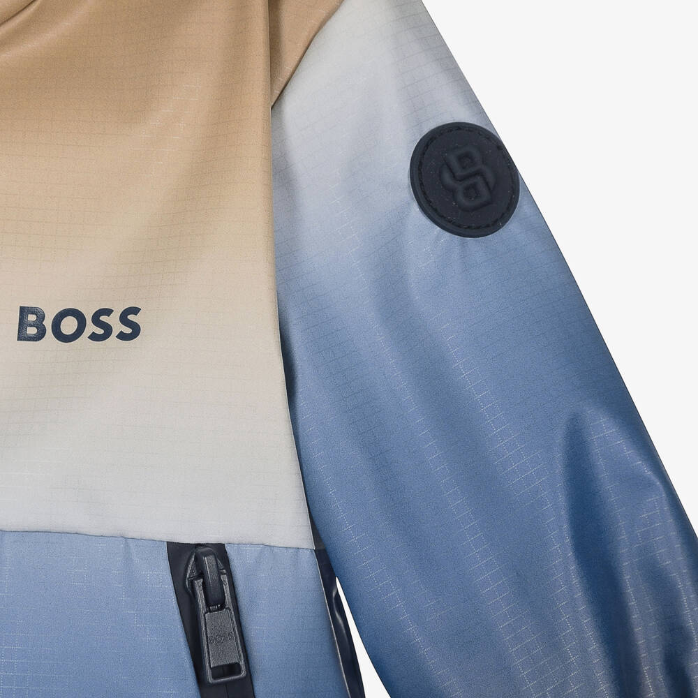 BOSS-Boys Beige & Blue Ombré Water Repellent Windbreaker Jacket | Childrensalon Outlet