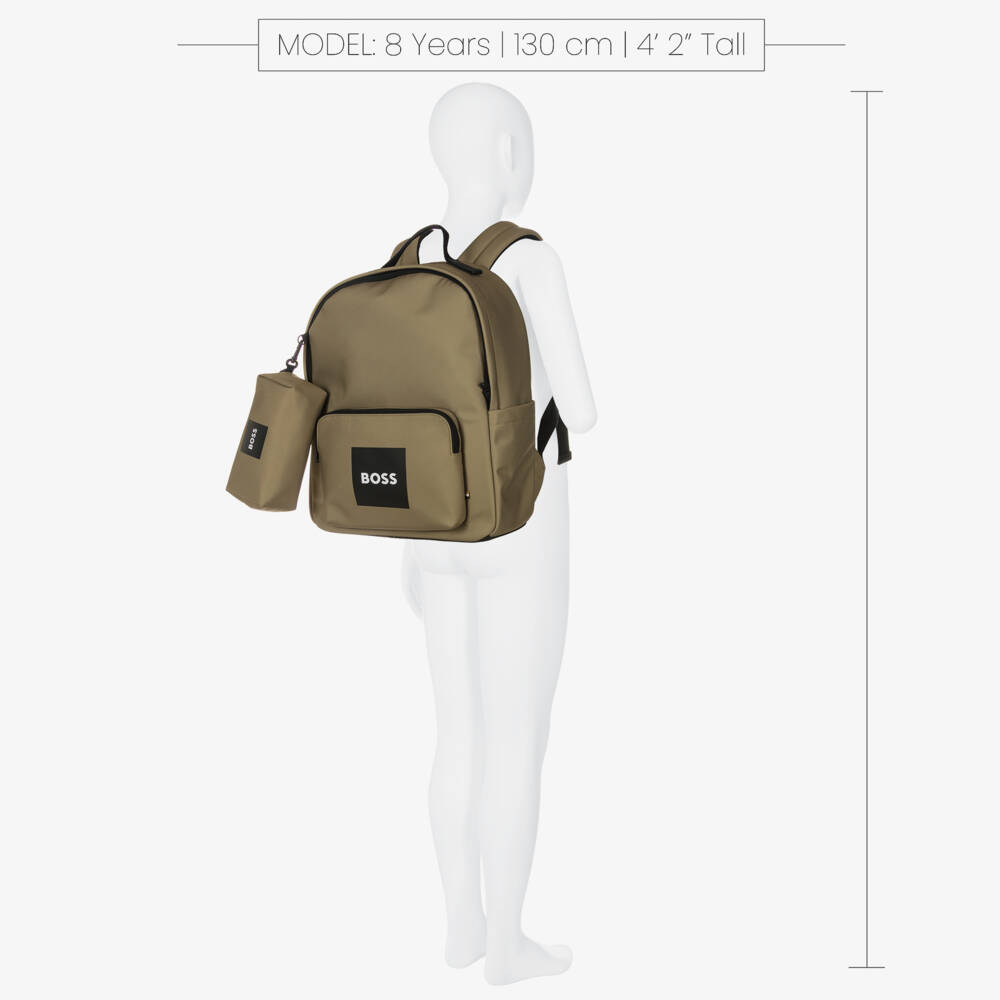 BOSS-Boys Beige Canvas Backpack & Pencil Case (38cm) | Childrensalon Outlet
