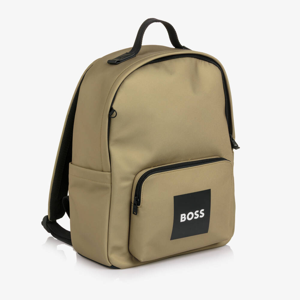 BOSS-Boys Beige Canvas Backpack & Pencil Case (38cm) | Childrensalon Outlet