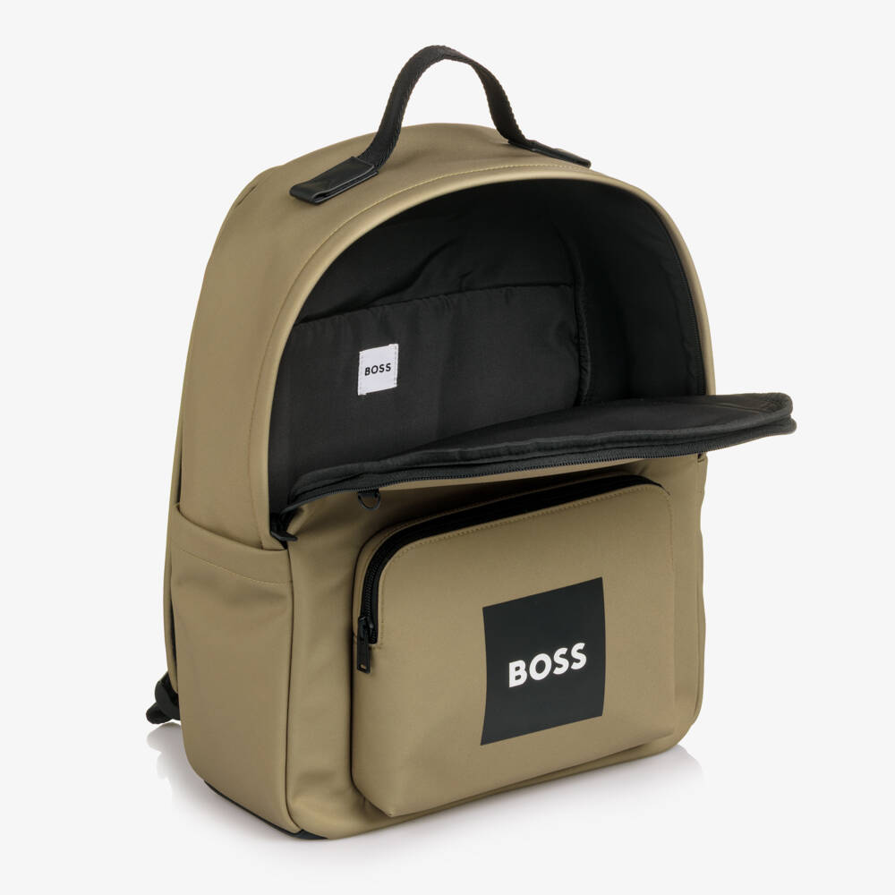 BOSS-Boys Beige Canvas Backpack & Pencil Case (38cm) | Childrensalon Outlet