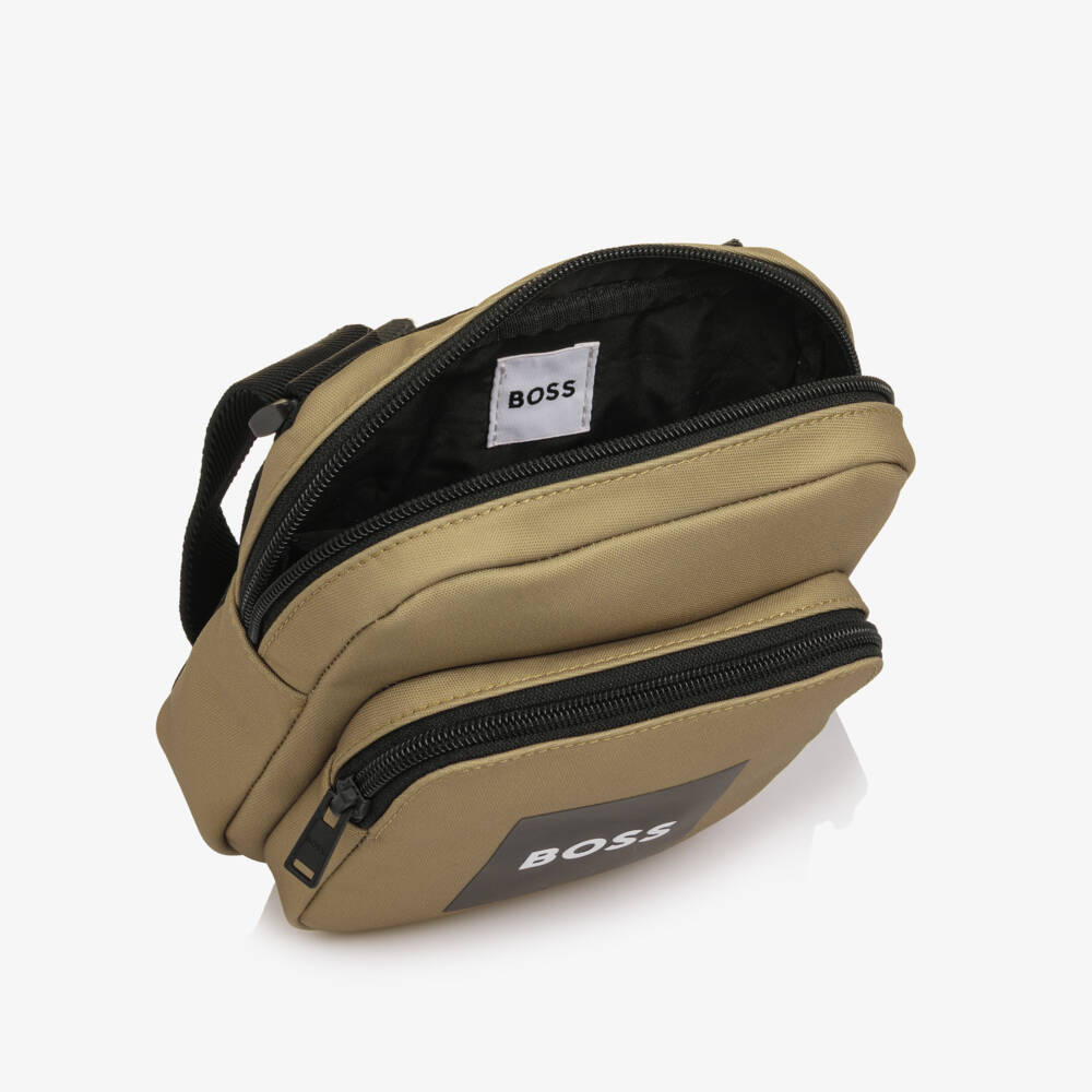 BOSS-Boys Beige Canvas Messenger Bag (18cm) | Childrensalon Outlet