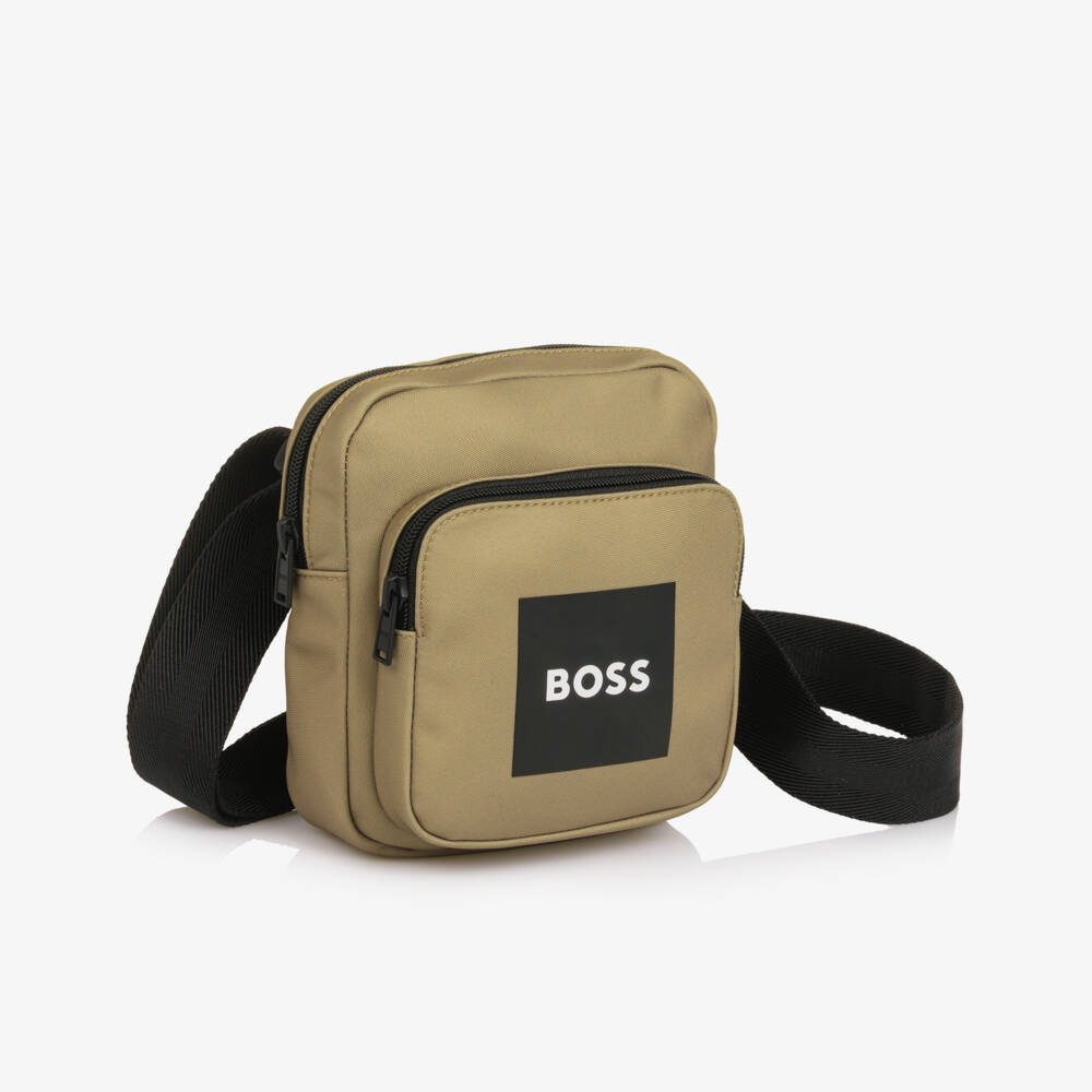 BOSS-Boys Beige Canvas Messenger Bag (18cm) | Childrensalon Outlet