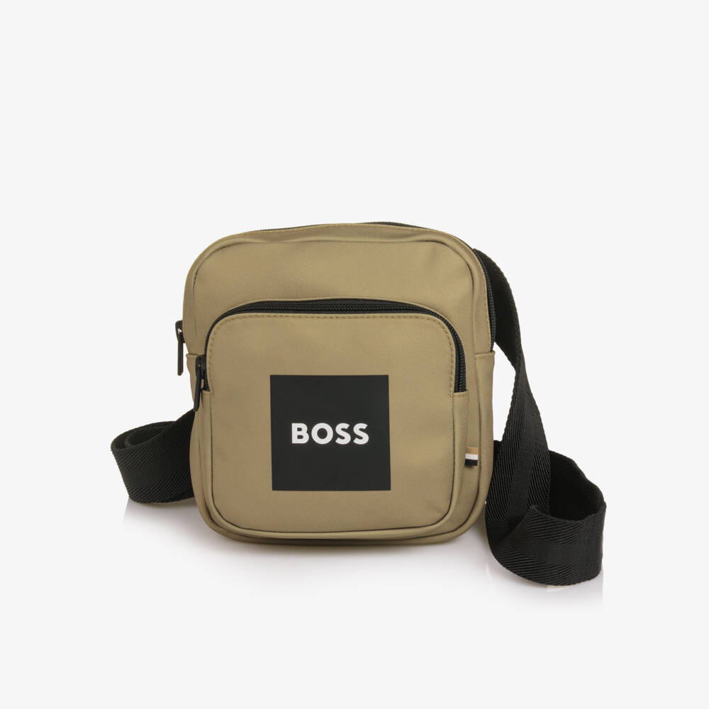 BOSS-Boys Beige Canvas Messenger Bag (18cm) | Childrensalon Outlet