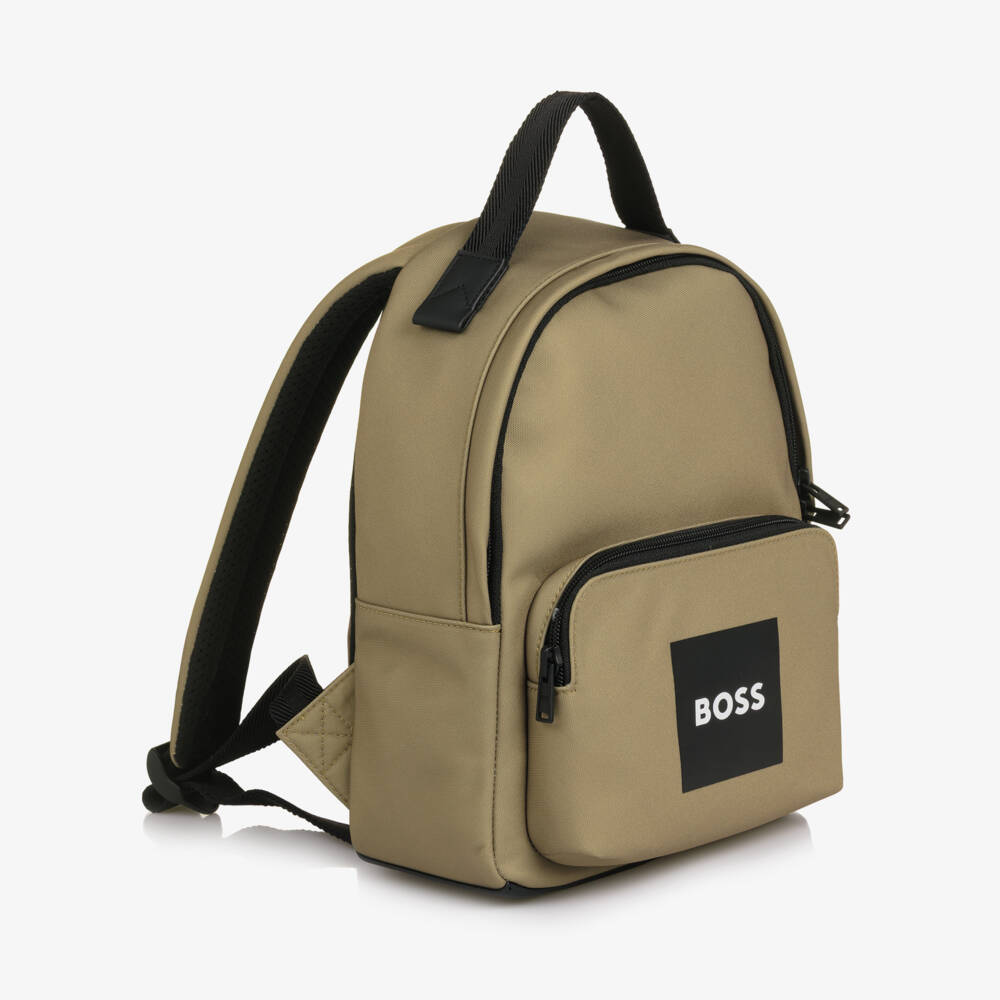 BOSS-Boys Beige Canvas Mini Backpack (28cm) | Childrensalon Outlet